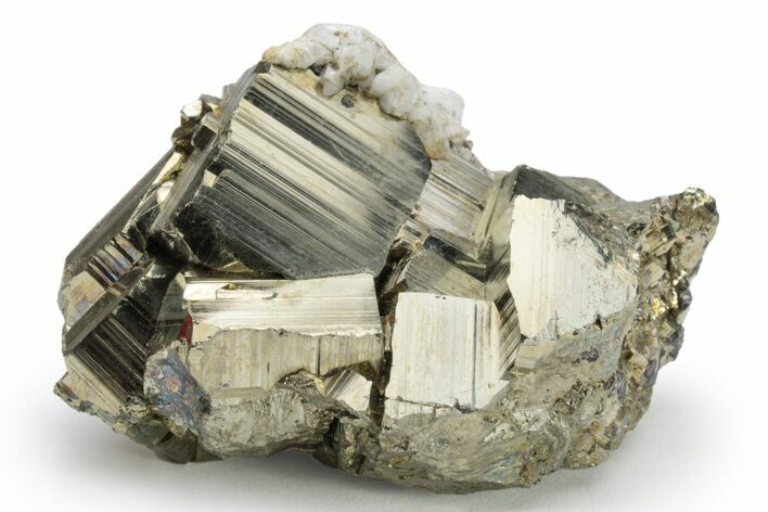 Scalenohedral Calcite on Striated, Cubic Pyrite - Peru #225979